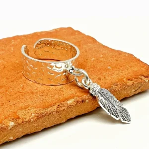 Musardise Bague Martelee Pendentif Plume< Bagues